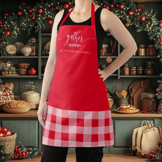 Thanksgiving Verzamel Herfst Rood & Wit Plaid Schort