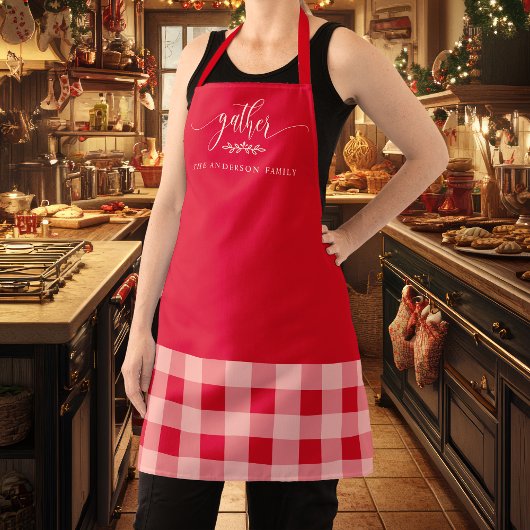 Thanksgiving Verzamel Herfst Rood & Wit Plaid Schort