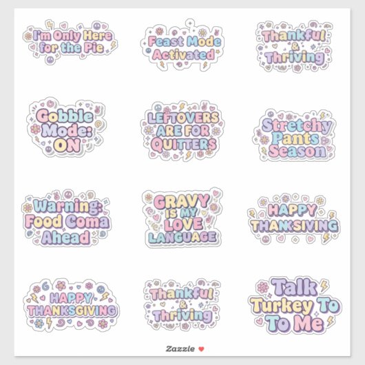Thanksgiving Vibes Pastel Sticker Packs (Vel)