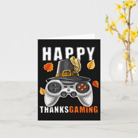 Thanksgiving Video Game Controller Pelgrimkostuum Kaart (Gele Bloem)