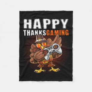 Thanksgiving Video Game Dabbing Turkey Pilgrim Boy Fleece Deken
