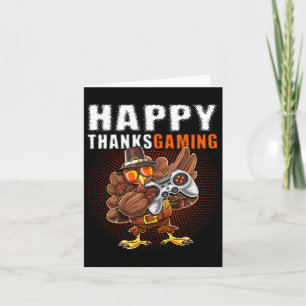 Thanksgiving Video Game Dabbing Turkey Pilgrim Boy Kaart
