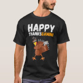 Thanksgiving Video Game Dabbing Turkey Pilgrim Boy T-shirt (Voorkant)