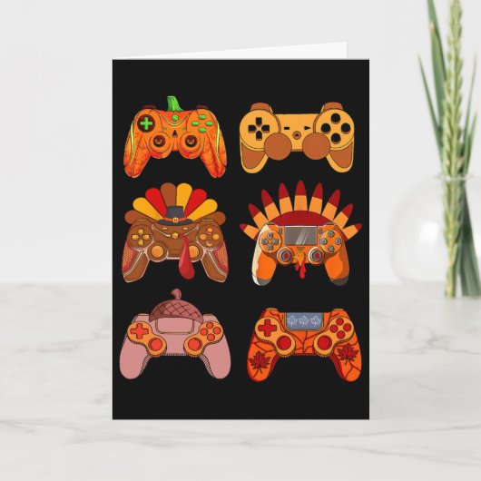 Thanksgiving Videogame Turkije Controllers Fall Ga Kaart (Voorkant)