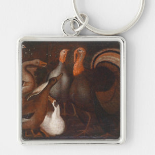 Thanksgiving-vierkant sleutelhanger Turkije Ducks