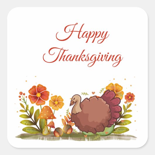 Thanksgiving Vierkante Sticker (Voorkant)