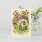 Thanksgiving Vintage Turkije Uitnodiging (Staand voorkant)