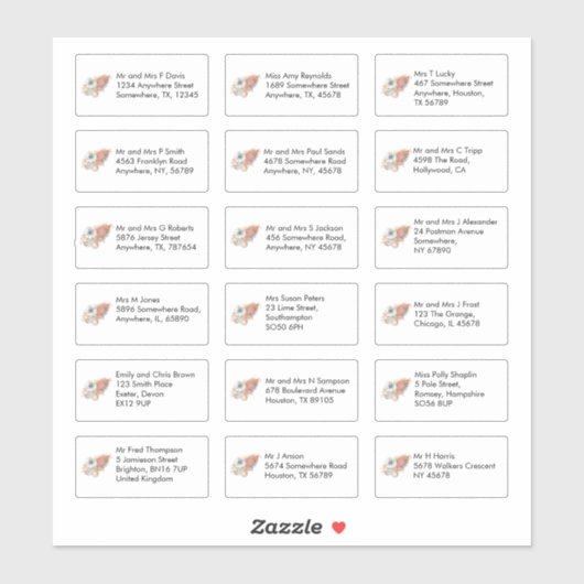 Thanksgiving Voedsel 18 Adressen voor individuele Sticker (Vel)