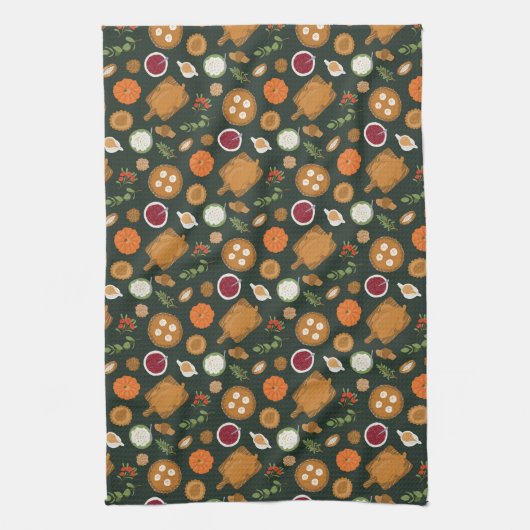 Thanksgiving voedsel Turkije Theedoek (Verticaal)