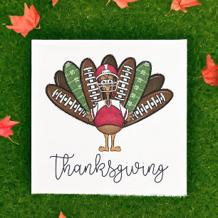 Thanksgiving Voetbal Kalkoen Festive Feest Servet