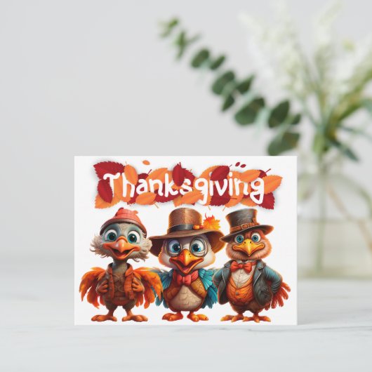 Thanksgiving vogels briefkaart (Staand voorkant)