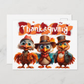 Thanksgiving vogels briefkaart (Voorkant / Achterkant)