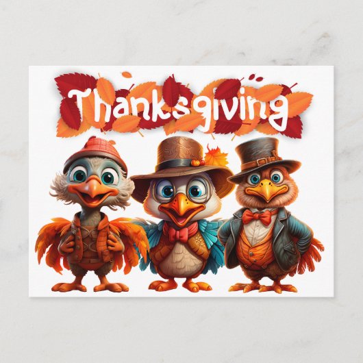 Thanksgiving vogels briefkaart (Voorkant)