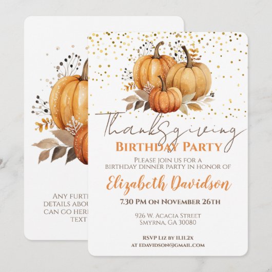 Thanksgiving Volwassen Verjaardagsfeestje Kaart (Voorkant / Achterkant)