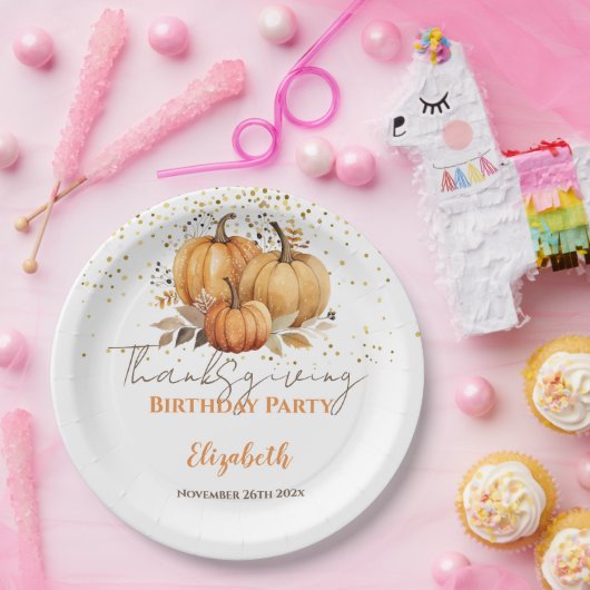 Thanksgiving Volwassen Verjaardagsfeestje Papieren Bordje (Feest)