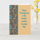 Thanksgiving voor broer en vrouw Tan & bruin Kaart (Gele Bloem)