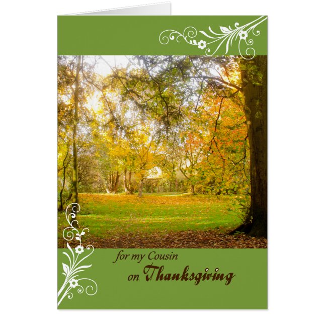 Thanksgiving voor Cousin Fall Colors Park Scene (Voorkant)