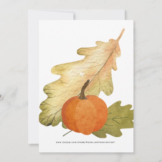 Thanksgiving voor eiken en pompoen kaart (Achterkant)