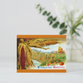 Thanksgiving voor hoorn en pompoenen Feestdagenkaart (Staand voorkant)