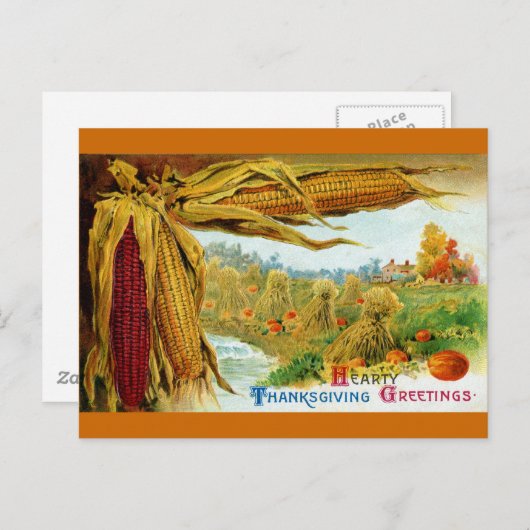  Thanksgiving voor hoorn en pompoenen Feestdagenkaart (Voorkant / Achterkant)