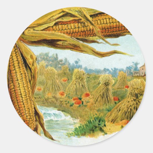  Thanksgiving voor hoorn en pompoenen Ronde Sticker (Voorkant)