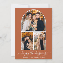 Thanksgiving voor kalligrafie 3 Fotoboog Terracott Feestdagenkaart