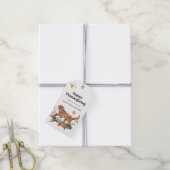 Thanksgiving voor kleine bedrijven - Floral Dog Cadeaulabel (Met Touw)