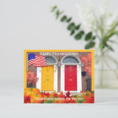 Thanksgiving voor kleurrijke voordeuren briefkaart (Staand voorkant)