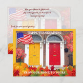 Thanksgiving voor kleurrijke voordeuren briefkaart (Voorkant / Achterkant)