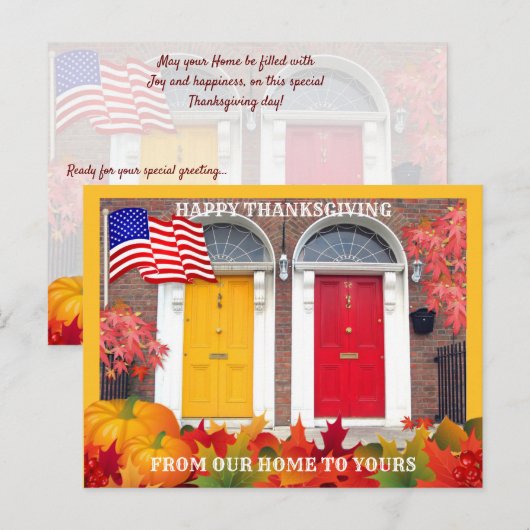 Thanksgiving voor kleurrijke voordeuren briefkaart (Voorkant / Achterkant)