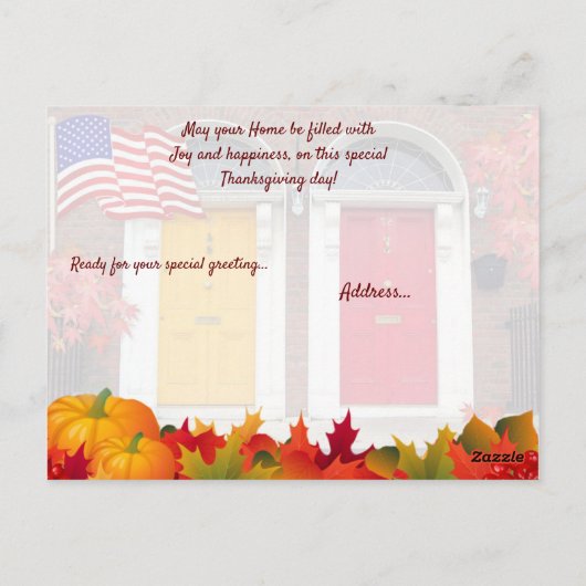 Thanksgiving voor kleurrijke voordeuren briefkaart (Achterkant)