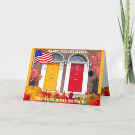 Thanksgiving voor kleurrijke voordeuren kaart