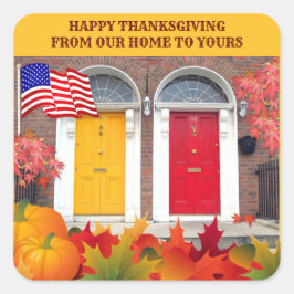 Thanksgiving voor kleurrijke voordeuren vierkante sticker