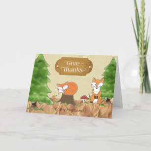 Thanksgiving voor Man Scrapbook-y Bossen Vossen Feestdagen Kaart