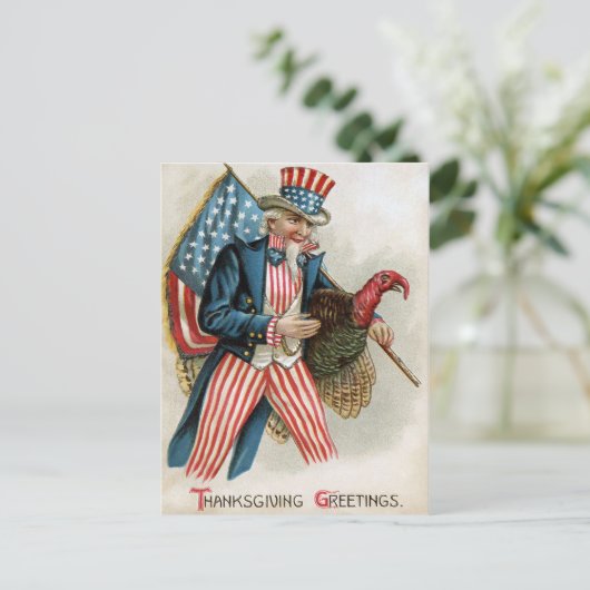 Thanksgiving voor oom Sam Briefkaart (Staand voorkant)