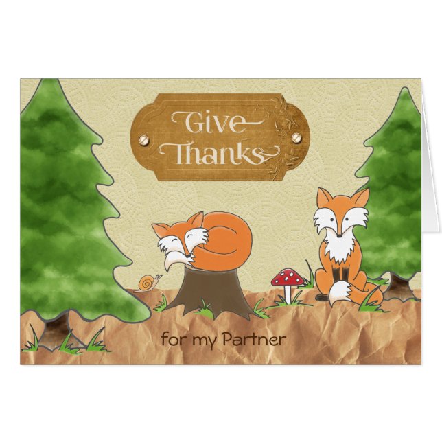 Thanksgiving voor Partner Scrapbook-y Bossen Vosse (Voorkant Horizontaal)