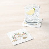 Thanksgiving voor roze Floral Gold Pumpkin-bruilof Kartonnen Onderzetters (Insitu)