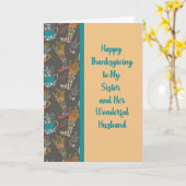 Thanksgiving voor zuster & Husband Tan & Brown Kaart (Gele Bloem)