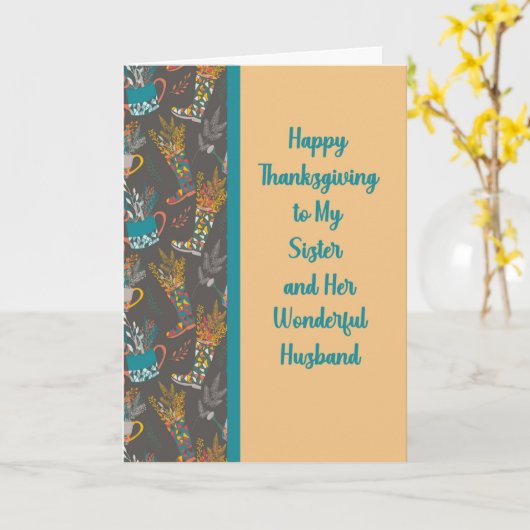Thanksgiving voor zuster & Husband Tan & Brown Kaart (Gele Bloem)
