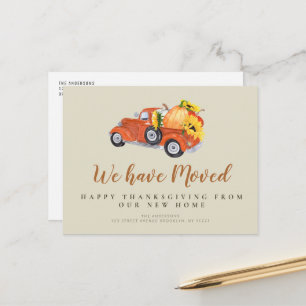Thanksgiving vrachtwagen met bewegende aankondigin briefkaart