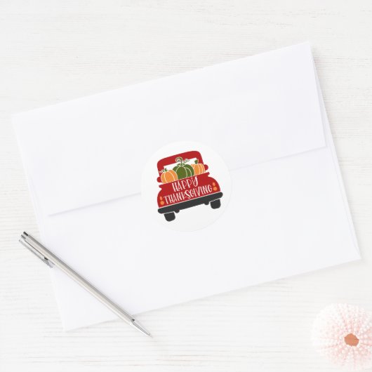 Thanksgiving-vrachtwagen Ronde Sticker (Envelop)