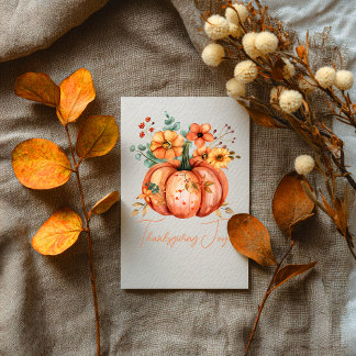 Thanksgiving Vreugde Bloemenkroon Pompoen Kaart