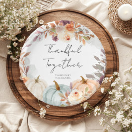 Thanksgiving vrienden geven diner papieren bordje