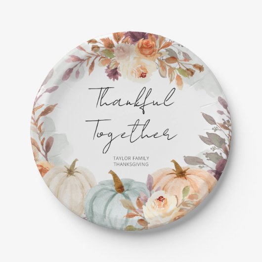 Thanksgiving vrienden geven diner papieren bordje (Voorkant)