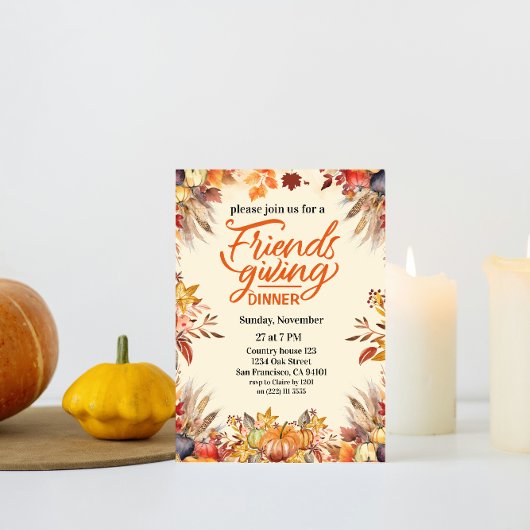 Thanksgiving Vriendschappen Diner Pompoenbloemen Kaart