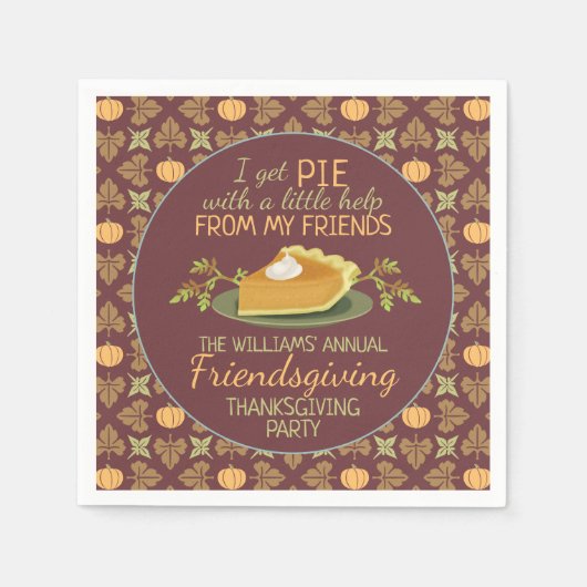 Thanksgiving Vriendschapsviering Pumpkin Pie Humor Servet (Voorkant)
