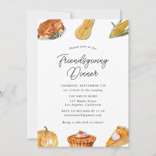 Thanksgiving Vriendsgiving Dinner Invitation Kaart (Voorkant)