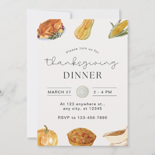 Thanksgiving Vriendsgiving Dinner Invitation Kaart (Voorkant)