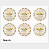 Thanksgiving Vriendsgiving Pompoen Pie Party Favor Ronde Sticker (Vel)