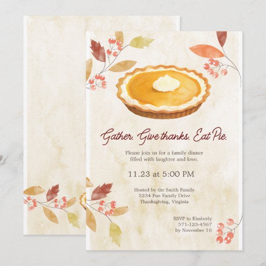 Thanksgiving Vriendsgiving Uitnodiging (Voorkant / Achterkant)